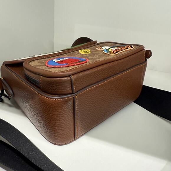 Coach X Peanuts Sullivan Flap Crossbody Bag Signature Canvas With Patches CBI41 - Picture 5 of 10